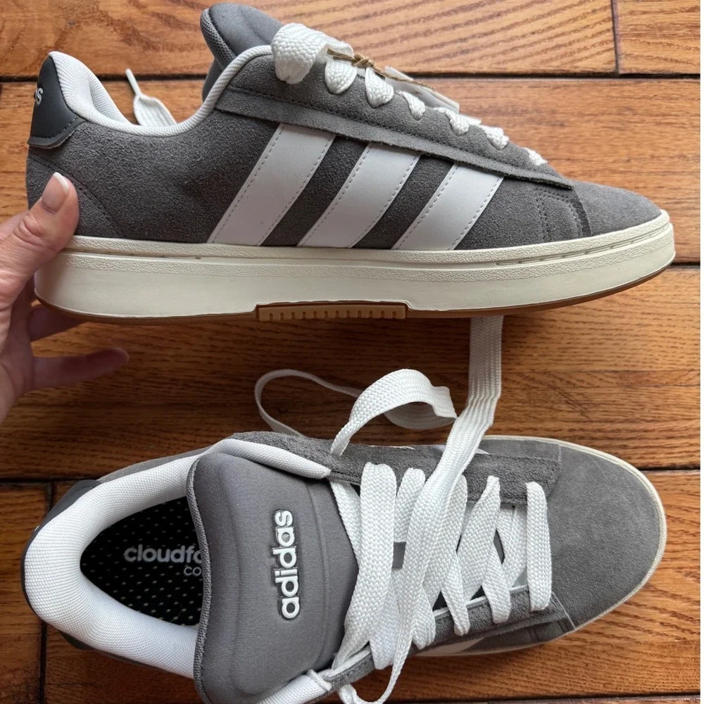 Adidas Grand Court Alpha 00s Men Size 12 Grey Suede Sneakers Retro Skate NEW